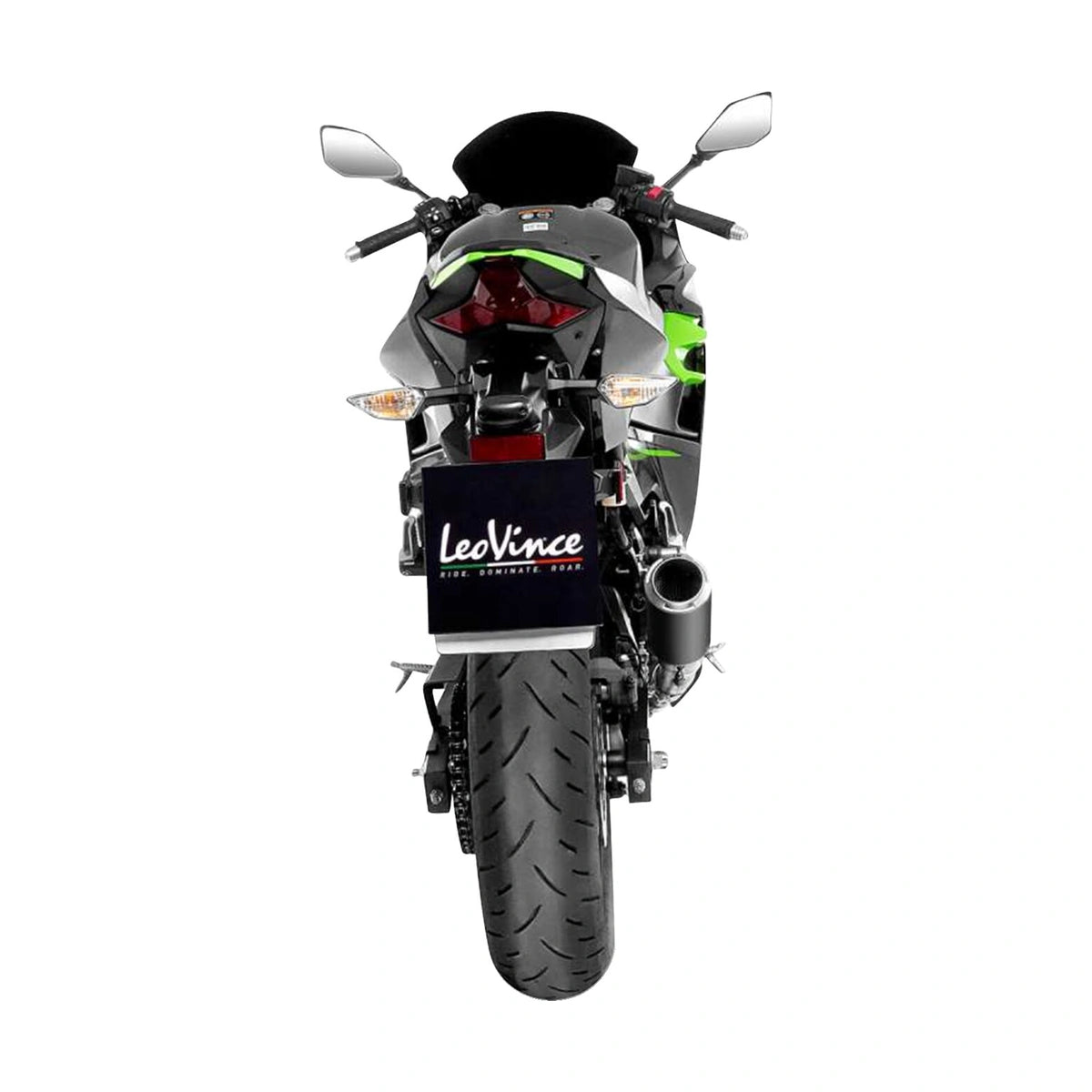 Kawasaki Ninja 400 (18-23) m.fl. LeoVince LV Corsa slip-on – rustfri – mat sort – 15400BU – ekstra produktvisning af lyddæmper, finish og detaljer 3