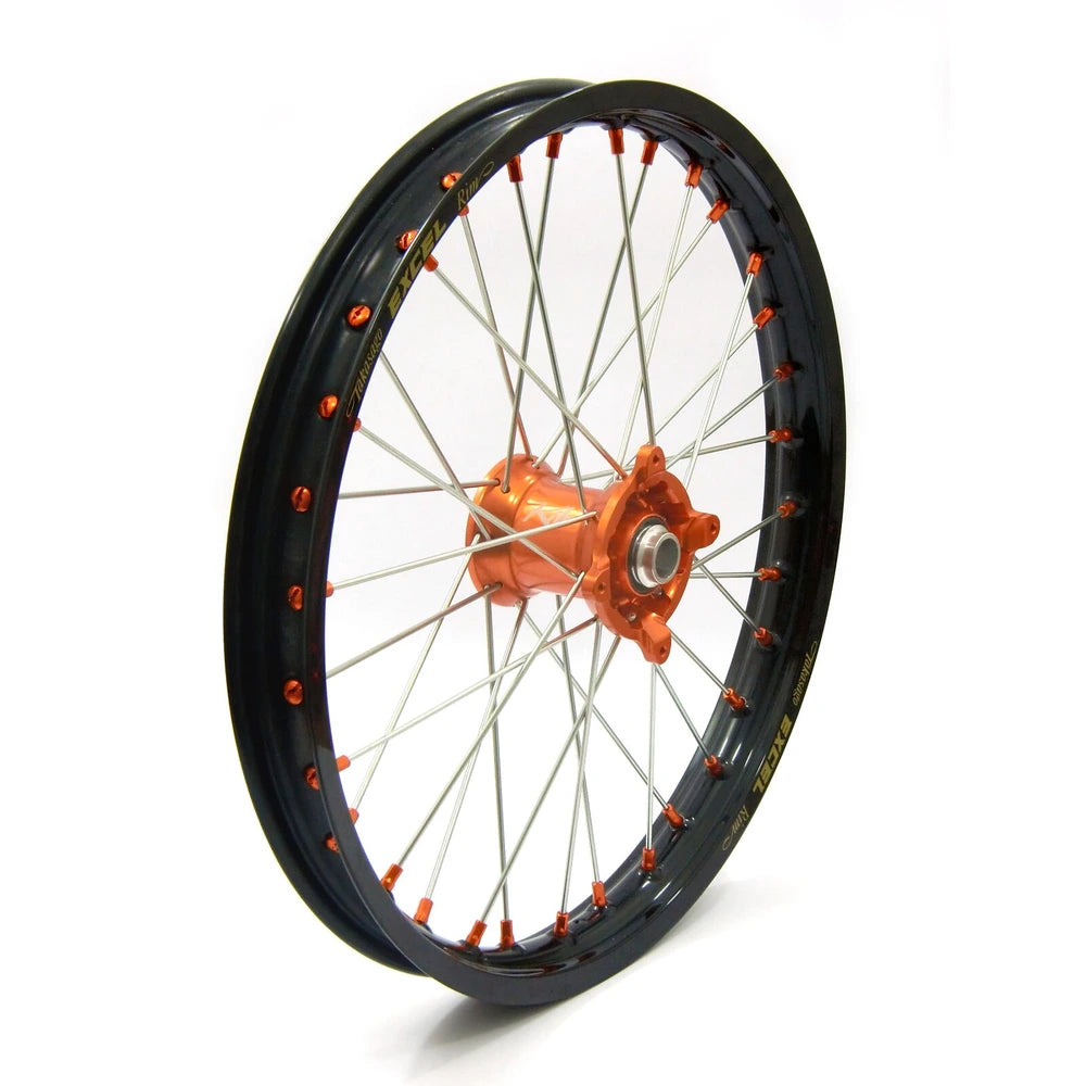 Kite Elite MX/Enduro forhjul 19x1.60 til KTM/Husqvarna/GasGas 2012–2027 – orange, sølv eger