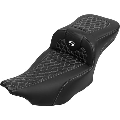 Harley-Davidson Touring (23-26) Roadsofa 2-up sæde Honeycomb hvid syning Extended Reach (823-07-190B6) – Saddlemen