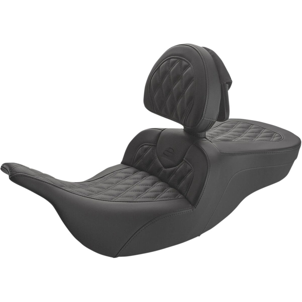 Harley-Davidson Touring (97-07) Roadsofa 2-up sæde Full Lattice Stitch/ Perforated med førerryglæn – Saddlemen