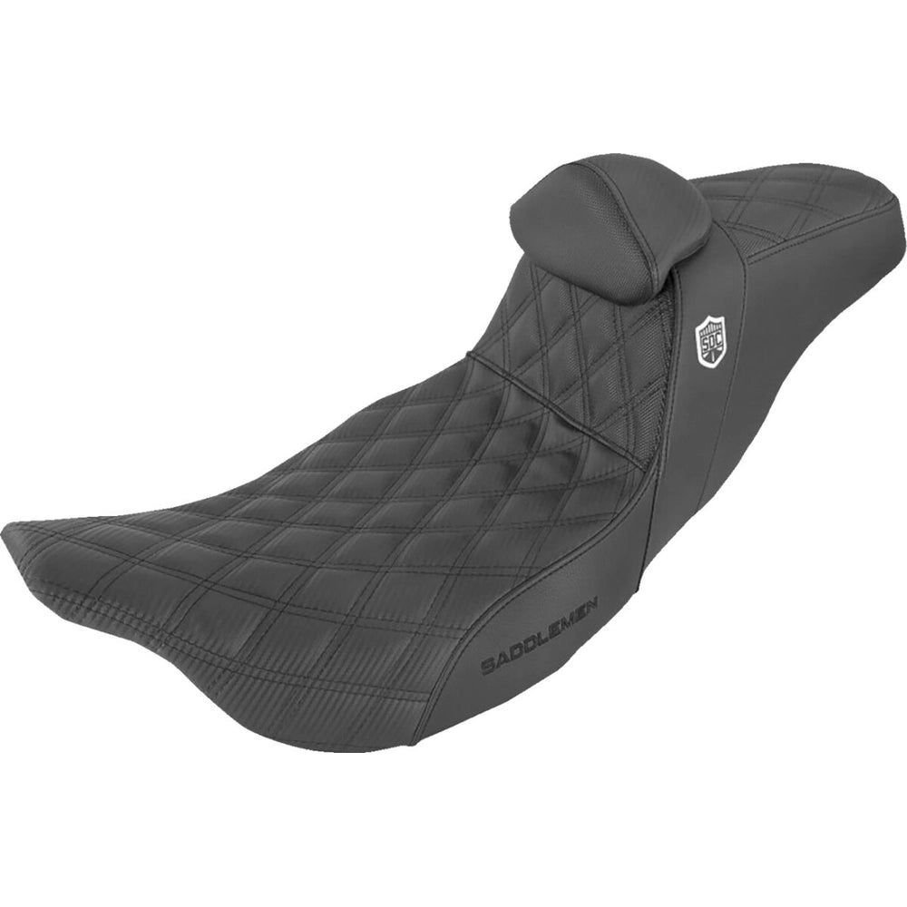 Harley-Davidson Touring (08-24) Pro Series SDC Performance 2-up sæde Black Gripper Lumbar/ Carbon Fiber Lattice Stitched med førerryglæn – Saddlemen