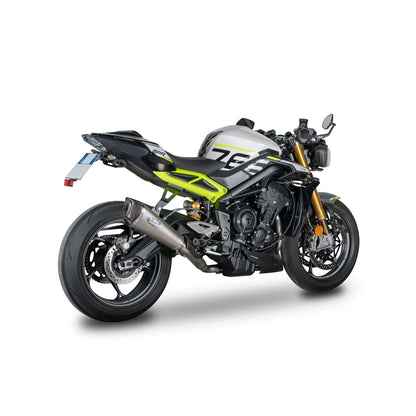 Triumph Street Triple (17-26) Konix Evo slip-on, titanium – Spark – produktdetalje fra alternativ vinkel, billede 4
